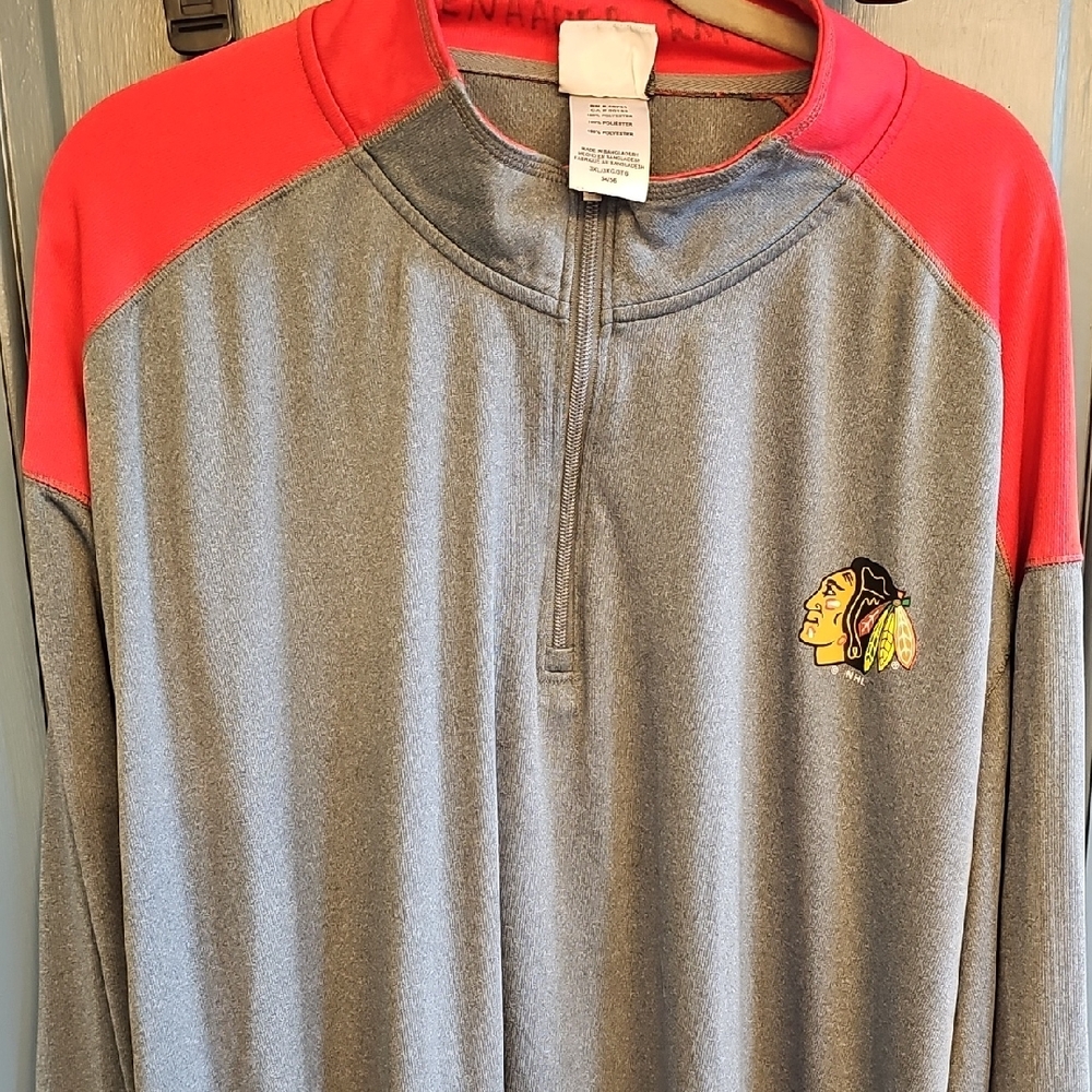 NHL Gray Red Quarter-Zip Pullover Chicago Blackhawks 3xl Sweatshirt